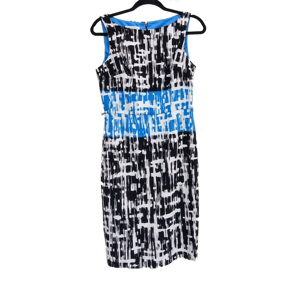 London Times Black, White & Blue Sheath Dress 4